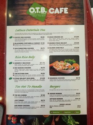 menu at OTB Delight Cafe in Wesley Chapel