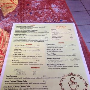 menu at Casa Cafe in Belmopan