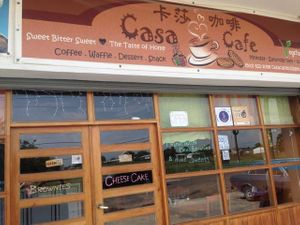 outside at Casa Cafe in Belmopan
