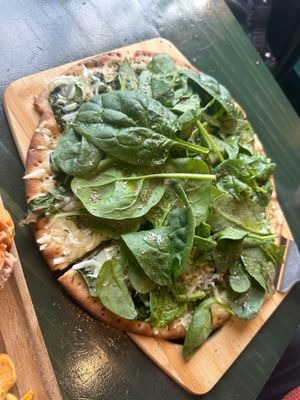 Garlic Olive Oil White Pizza at House of Bogini in Lake Geneva
