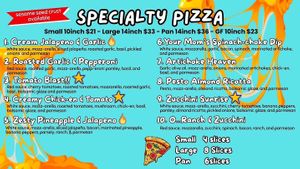 Specialty menu at Love Amaro Pizzeria in Fontana