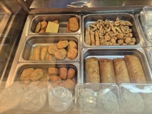 Fake meat $70/kg. DELICIOUS. The log shaped fake meat at lower right corner is unable to be guaranteed to be vegan (just vegetarian) at Selina Hoang Lan Tinh Chay in Sunshine