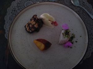 Plate of desserts (degustation menu) at Moon in Siracusa