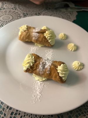 Cannoli with orange 'ricotta’  at Moon in Siracusa