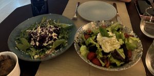 Beetroot carpaccio and ‘burrata’ starters  at Moon in Siracusa