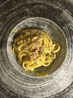 Carbonara (with turmeric) - don’t recommend  at Moon in Siracusa