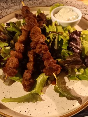 Marinaded Soya kebab skewers. at Moon in Siracusa