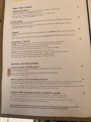 Menu 2  at Moon in Siracusa