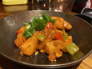 Chilli garlic mogo  at TANGRA in London