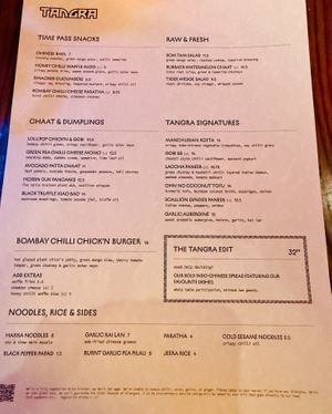 New menu!   at TANGRA in London