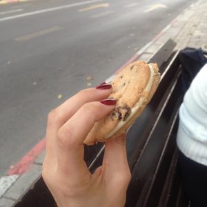 Chocolate chip halva cookie cake. Amazing! at Seeds in Tel Aviv