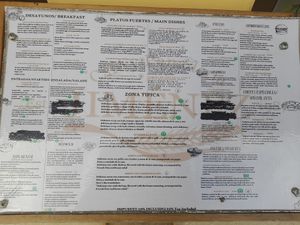Menu at Jimenez Bakery & Coffee Shop in Monteverde