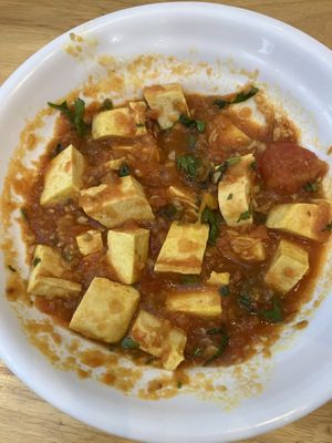 Tofu in tomato sauce (very garlicy and great)   at Vegan mama in Chiang Mai