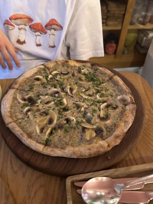 Mushroom pizza   at Cynics in Moscow