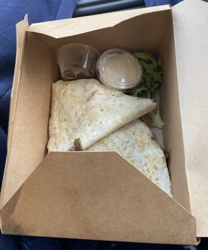 Sweet potato + black bean quesadilla w/ lime aioli at Blue Wing Frog in Strasburg