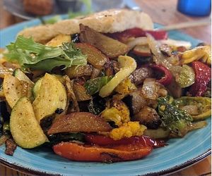 grilled vegetable sandwich...the veg to bread ratio was kind of overwhelming
 at Blue Wing Frog in Strasburg