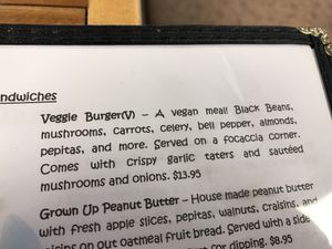 Vegan burger at Blue Wing Frog in Strasburg