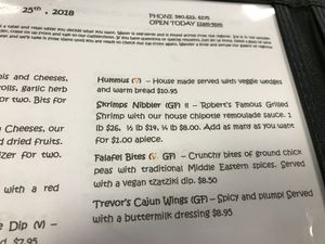 Vegan options at Blue Wing Frog in Strasburg