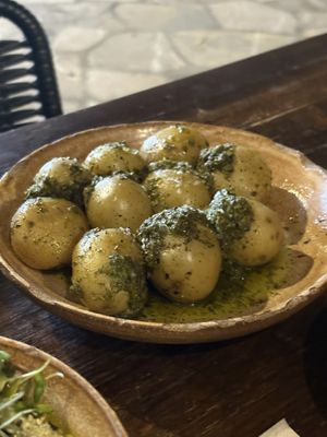 potatoes with green pesto  at Sa Placeta in Illes Balears