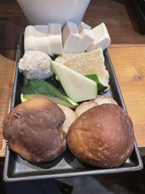 More veggies, tofu, mock meatt  at 佐一茶屋 in Chiayi County