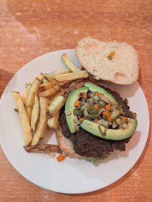 Vegetarian burger at RESTAURANTE HUACACHINA SUNSET in Ica