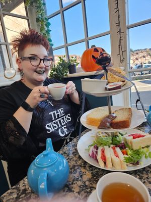 Vegan afternoon tea and me at Hetty and Betty in Whitby