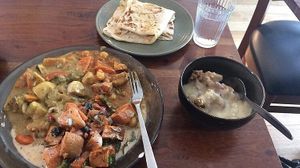 Plate, roti and desert combo   at Radhey Chai Bar in Fitzroy