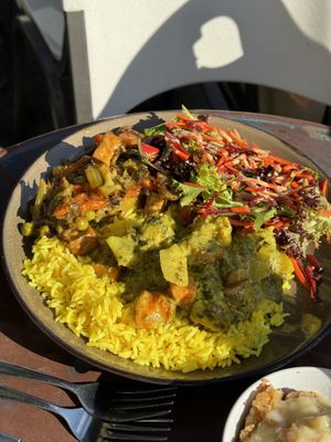 Meal deal with creamy and spicy curry   at Radhey Chai Bar in Fitzroy