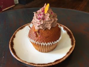 Citrus and date vegan cupcake at Radhey Chai Bar in Fitzroy