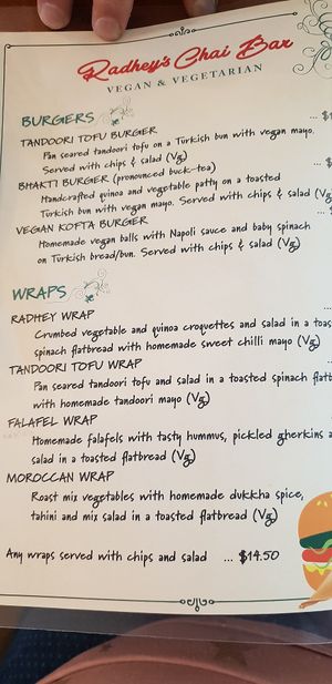 Same but different looking menu at Radhey Chai Bar in Fitzroy