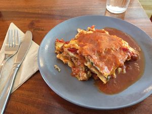 Vegan Lasagne: $6.50 ($12.50 with salad) at Radhey Chai Bar in Fitzroy