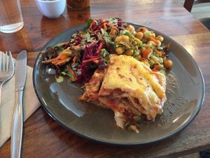 Vegan Lasagne with Two Salads: $12.50 at Radhey Chai Bar in Fitzroy