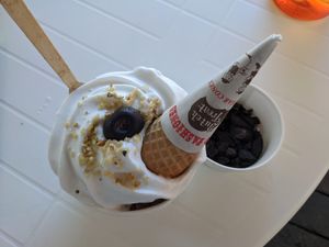 Vegan brownie sundae at Ice Cream Cafe in Orleans