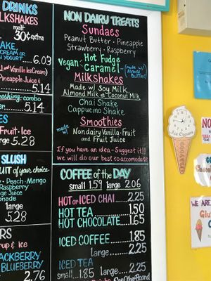 Summer 2018 menu at Ice Cream Cafe in Orleans
