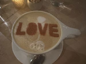 Made wit In house almond milk  at Cafe Gratitude in Los Angeles