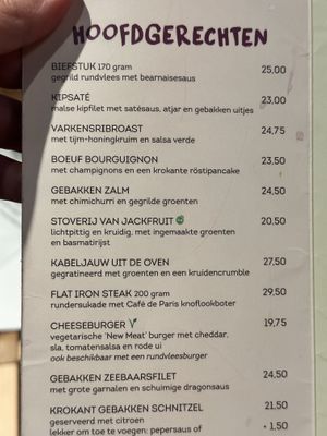 Kaart met het groene rondje met heel klein vegan zijn de vegan opties.   at Brasserie Coldenhove in Gelderland
