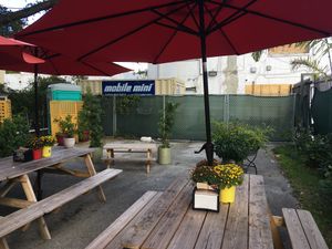 Seating at Atlas Meat-Free Delicatessen in Miami