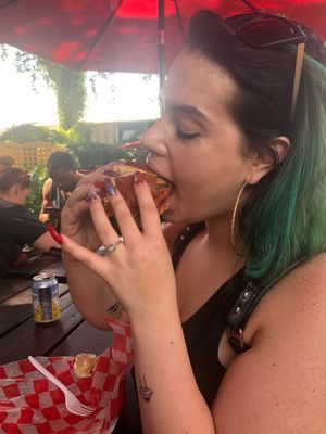 Having a moment with this burger  at Atlas Meat-Free Delicatessen in Miami