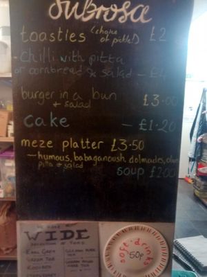 Menu stays fairly consistent, sometimes there will be specials and sometimes the menu will change when there are events on in the space.  at Subrosa in Manchester