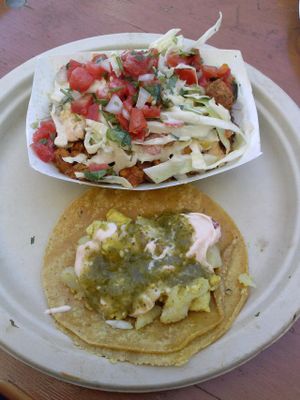 the boat and breakfast taco at Plant Food for People in Los Angeles