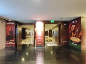 If walking from the City Center Mall, this is the hall leading to the elevators to the ground floor where Caramel Lounge is at Caramel Lobby Lounge in Doha Municipality