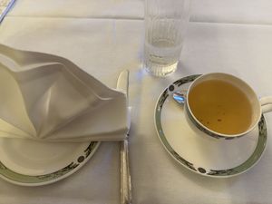 Tea and place setting.  at Drawing Rooms at Merrion Hotel in Dublin