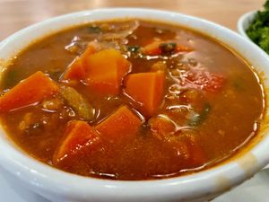 Closeup of soup  at Christopher's Kitchen in West Palm Beach