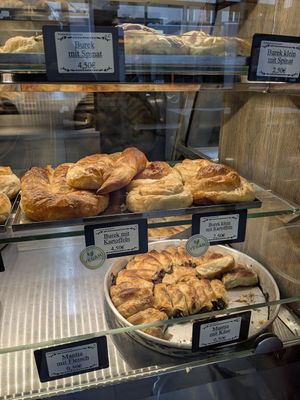 Savory baked goods at Late Bäckerei Konditorei in Wien