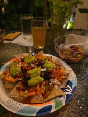 Nachos and excellent salad at Supernatural Kitchen in Miami Beach