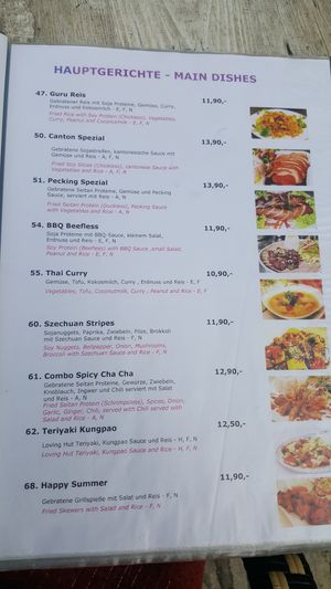 Menu at Loving Hut Pension in St Kanzian