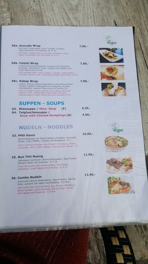 Menu at Loving Hut Pension in St Kanzian