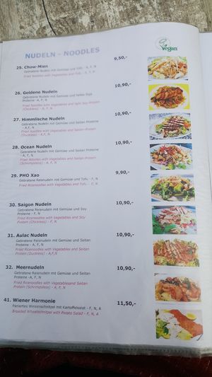 Menu at Loving Hut Pension in St Kanzian