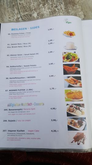Menu at Loving Hut Pension in St Kanzian