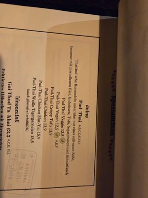 Vegan pad Thai option at Bangkok-Eck in Steiermark